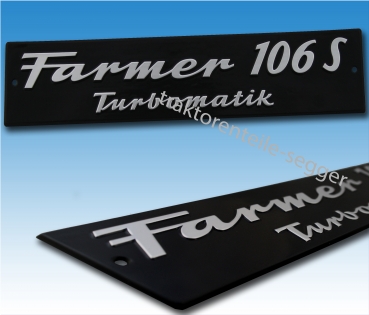 Motorhaubenschild Fendt Farmer 106 S Turbomatik Traktor Schlepper